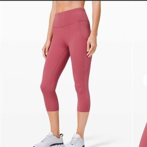 Lululemon Fast and Free Crop II 19" *Non-Reflective Cool Size 4 Cherry Tint